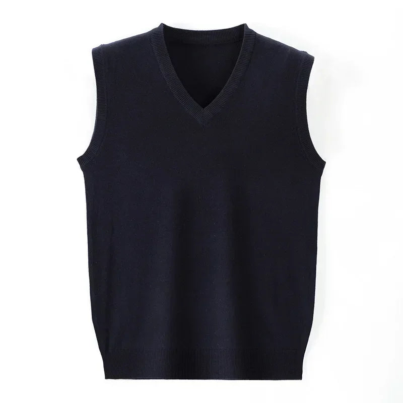 New Men's  Business Casual Outer Wear Warm Sleeveless Sweater Vest  Men's Knitted Tops