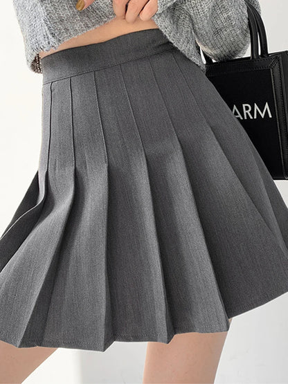 High Waist Plaid Pleated Mini Skirt