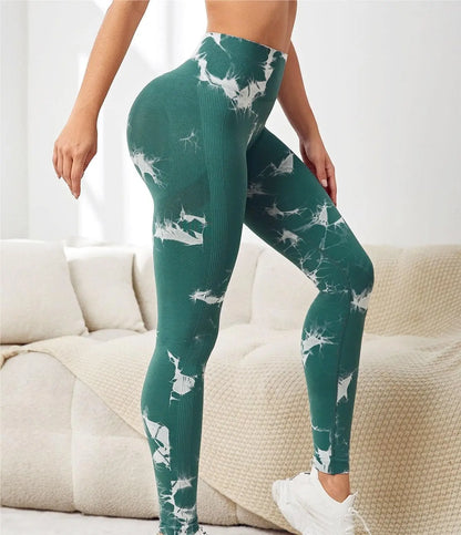 Zha Piao Pantalon de yoga sans couture tie-dye