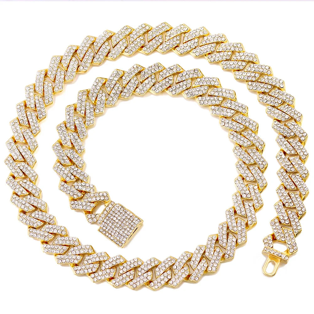 Hip Hop Bling Set Miami Kubanische Gliederkette