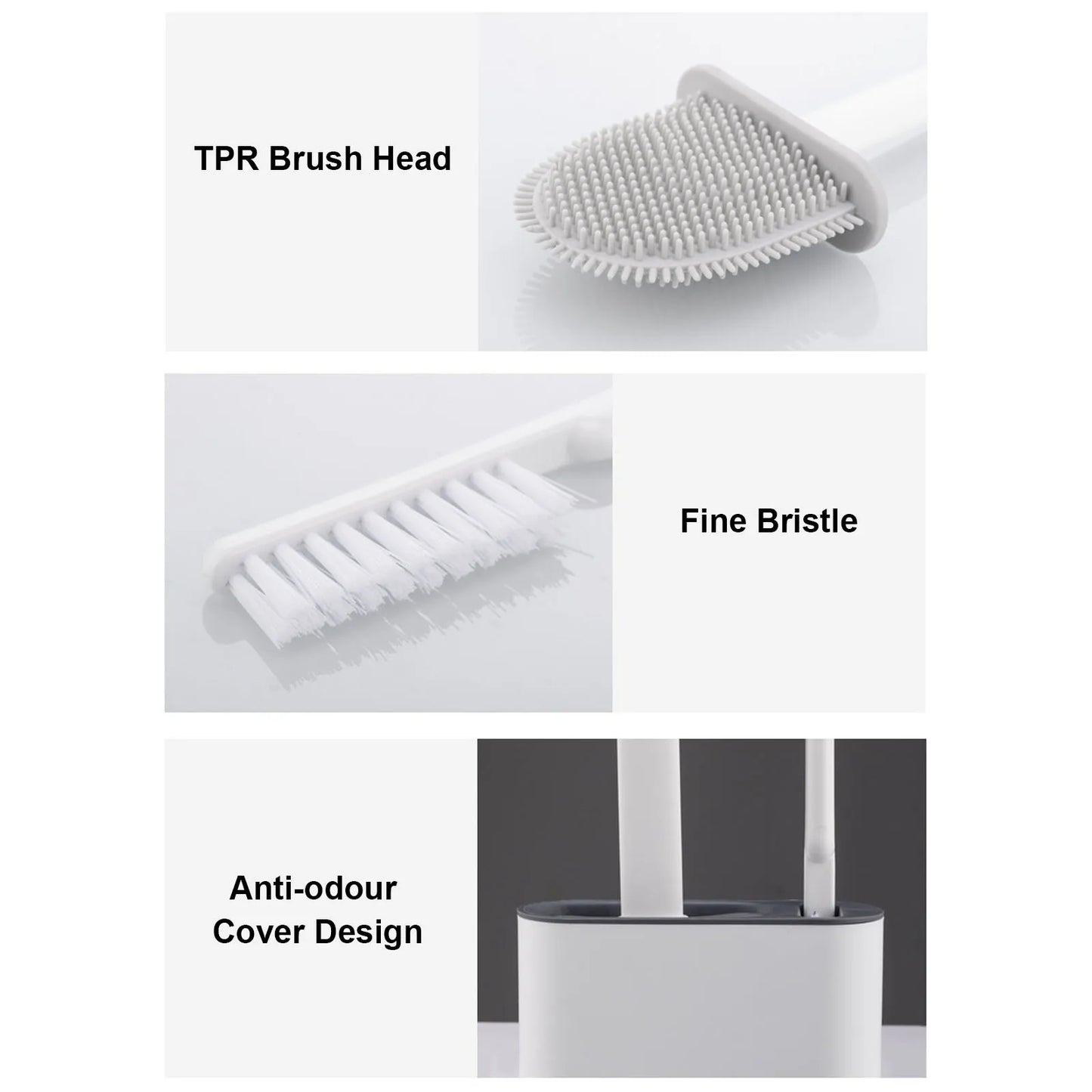 Brosse WC murale en silicone avec long manche et support