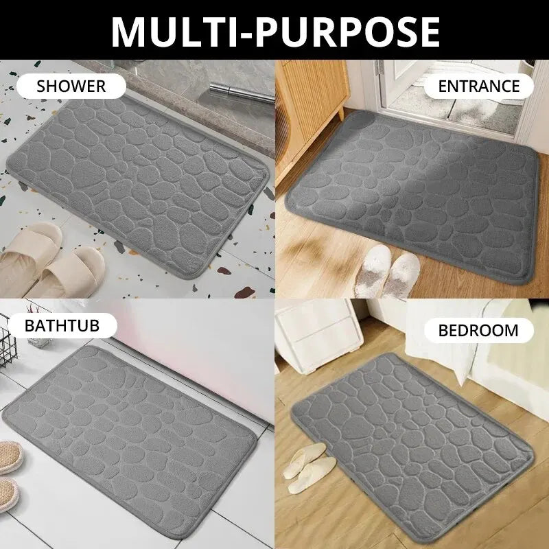 Memory Foam Embossed Velvet Carpet - Bathroom Living Room Non-Slip Mat