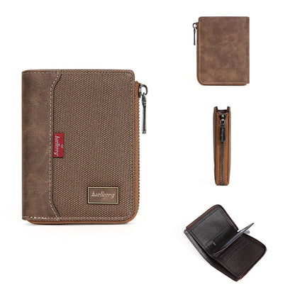 Einfache, kurze Geldbörsen mit Reißverschluss für Herren – Fotohalter, Münzfach, Kartenhalter, Herren-Geldbörse 