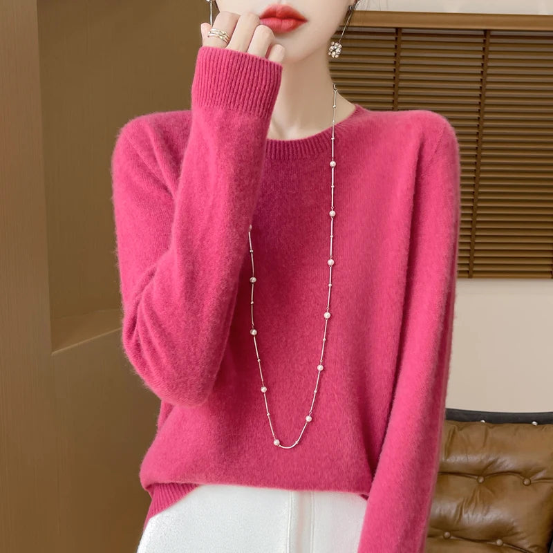Women's Winter Warm Crew Neck Wool Sweater