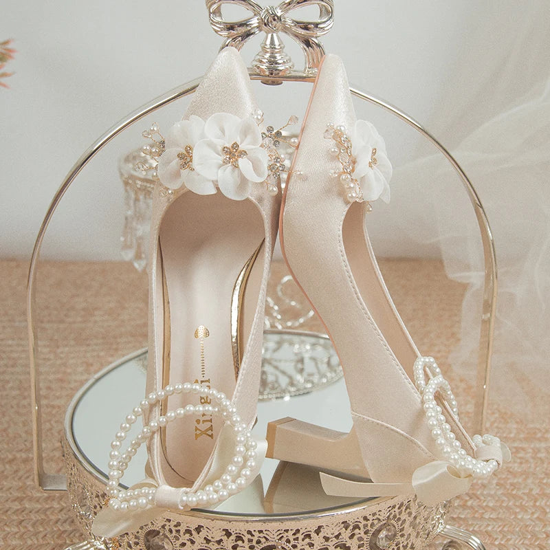 Blumen High Heels Frau Hochzeitsschuhe 