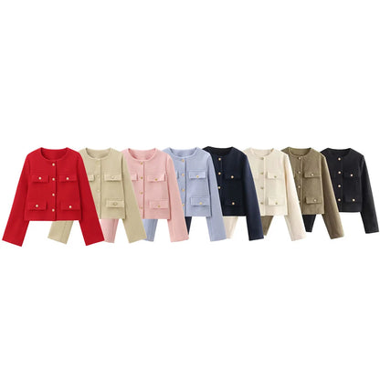 Vielseitiger Rundhals-Kurzanzugmantel für den Winter