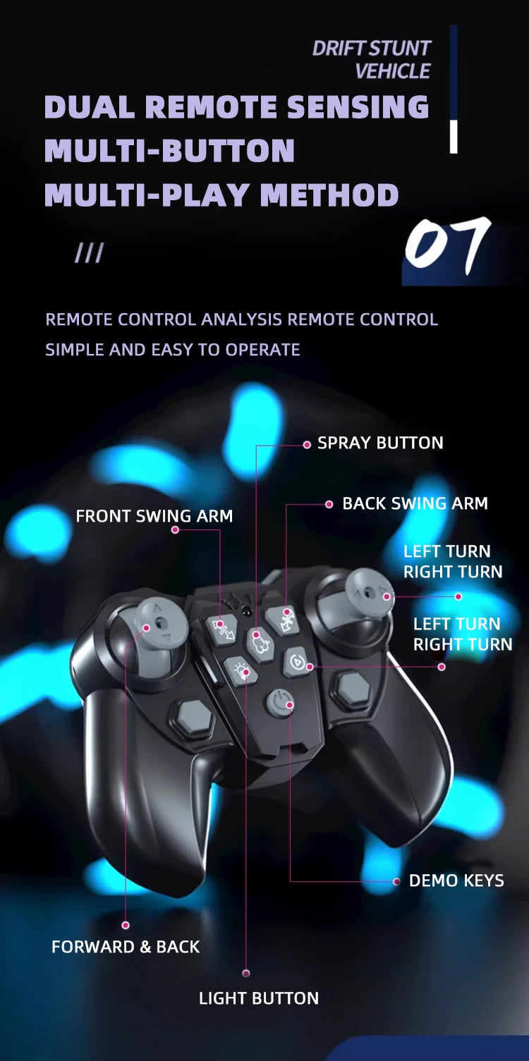 Spray Twisting Stunt RC Car - Six-Wheel Toy