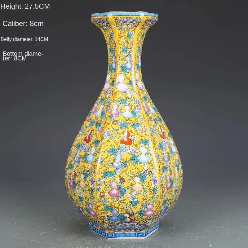 Yongzheng Enamel Hexagonal Ceramic Vase