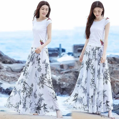 Chiffon Floral High-Waist Maxi Skirt