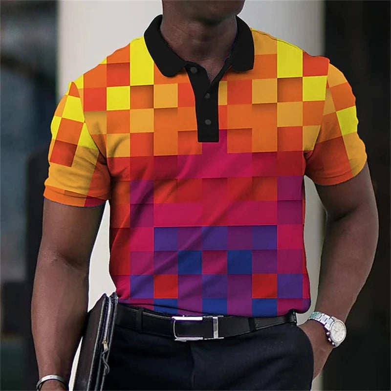 Poloshirt mit 3D-Druck „Optical Illusion“ für Herren