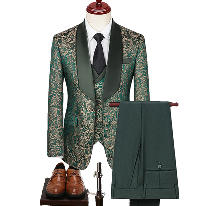 3-Piece High-Density Jacquard Men's Wedding Suit