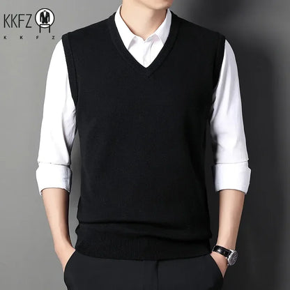 Men's V-neck Knitted Sleeveless Sweaters