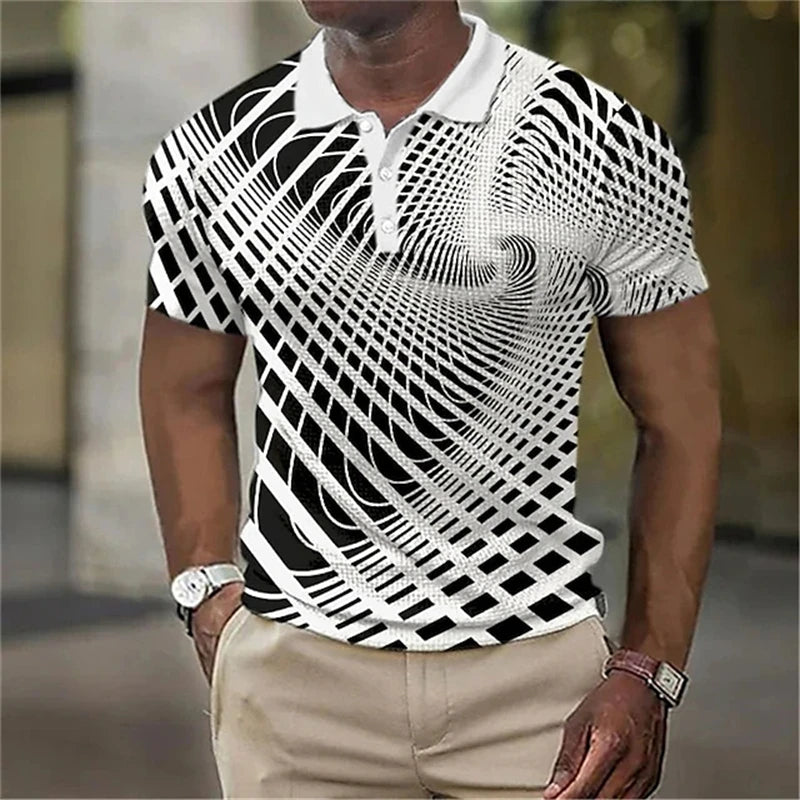 Poloshirt mit 3D-Druck „Optical Illusion“ für Herren