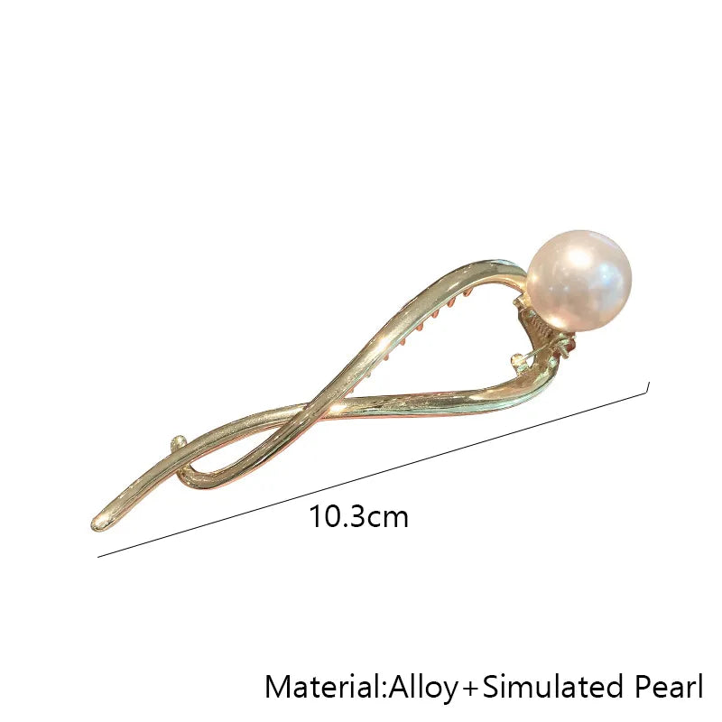 Korean Pearl Metal Geometric Hair Clips