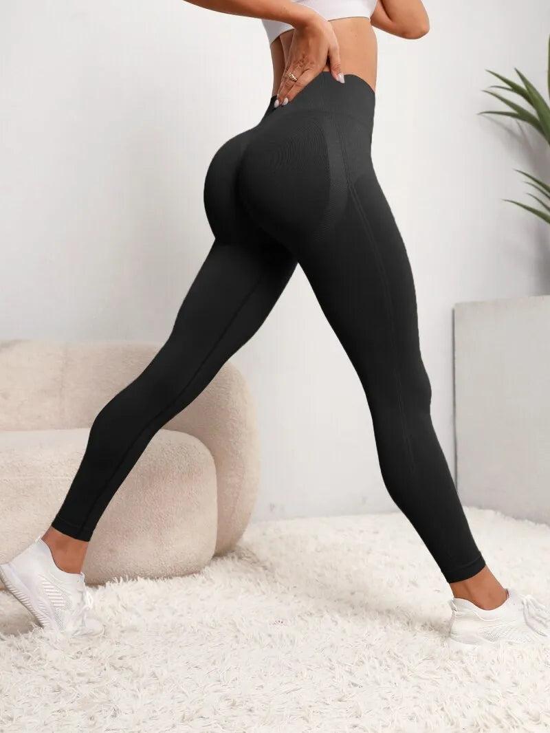 Nahtlose Damen-Hüftheben-Sport-Fitness-Leggings mit hoher Taille