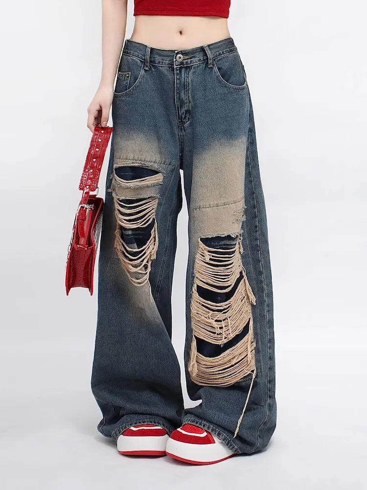 Trendy Loose Wide-Leg American Retro Jeans for Women