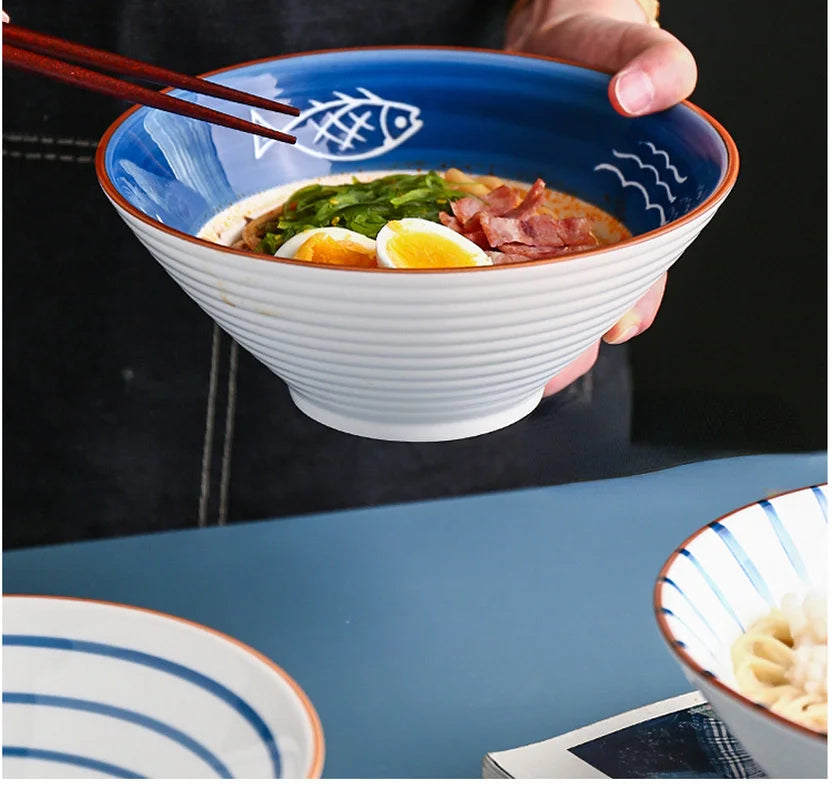 Japanese Hand-Painted Ramen Bowl