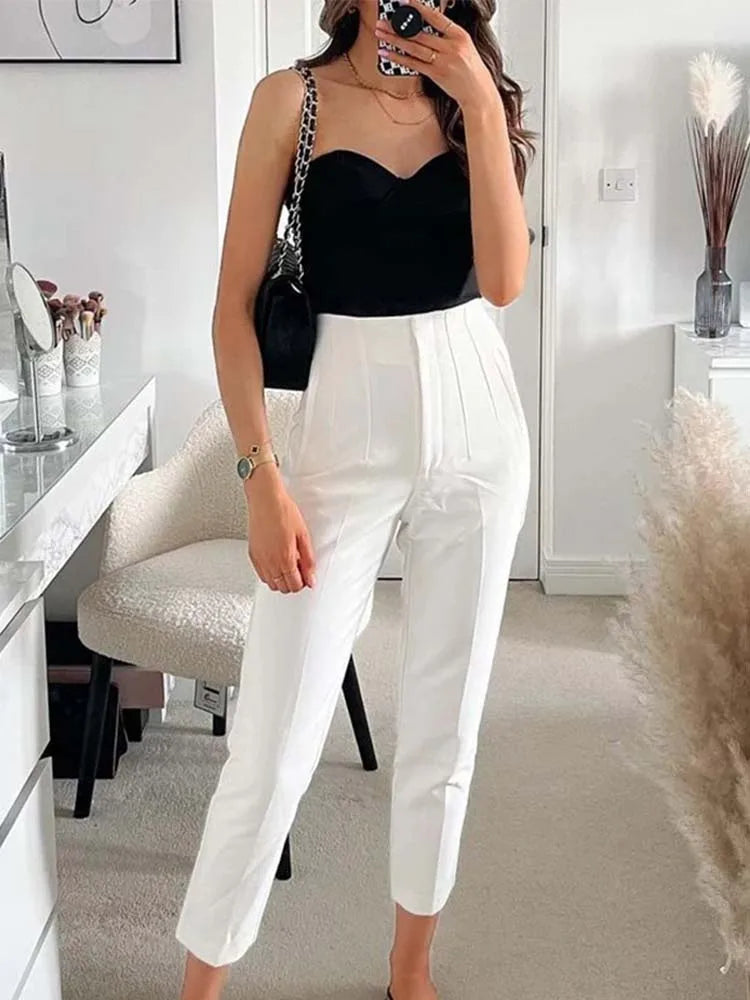 High Waist Pencil Pants with Seam Detail