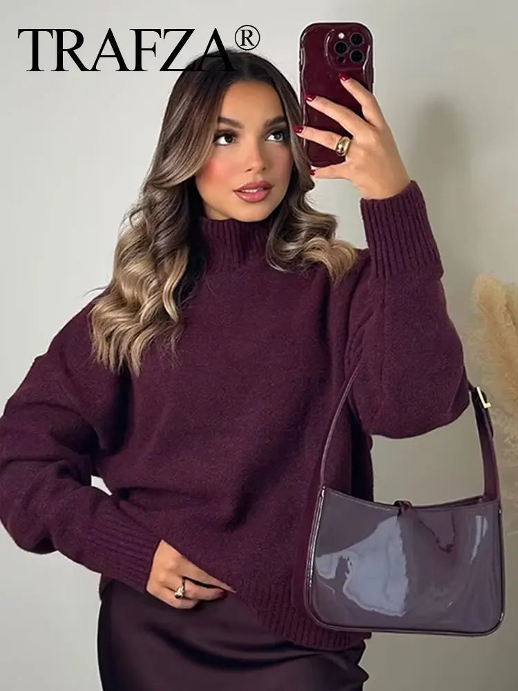 Pull ample à col rond pour femme