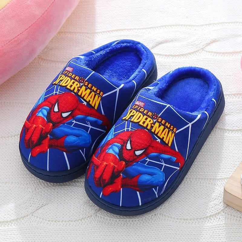 Cartoon Spiderman Cotton Slippers for Boys - Warm & Stylish