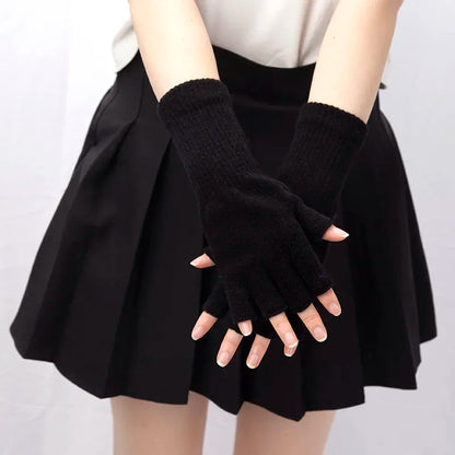 Gants unisexes noirs et blancs à demi-doigts