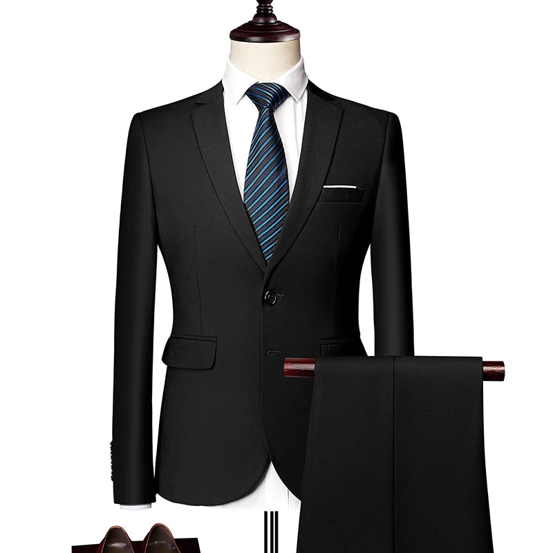2 Pieces Men's Casual Business Suit Set