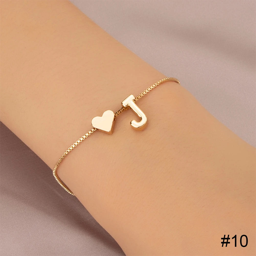 Bracelet simple lettre coeur d'amour pour femme