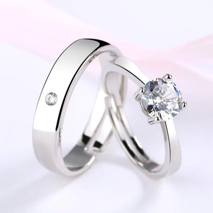 925 Sterling Silver Geometric Couple Rings