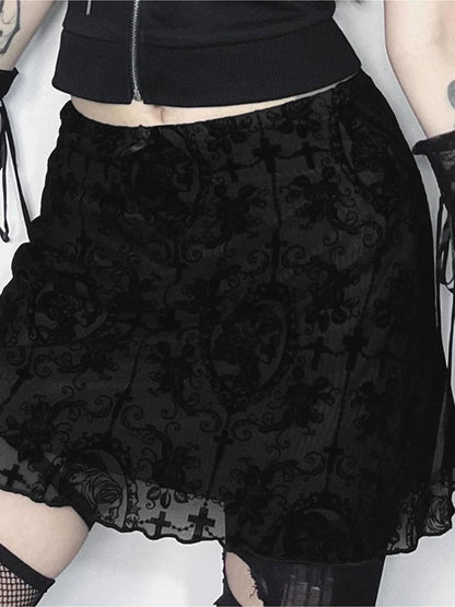 Gothic Velvet Double Layer Halter Dress