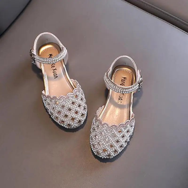 Pearl Flats & Rhinestone Princess Sandals for Girls