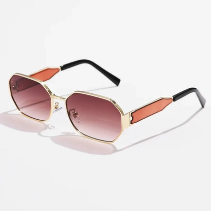 Lunettes de soleil rectangulaires rétro en métal pour femmes