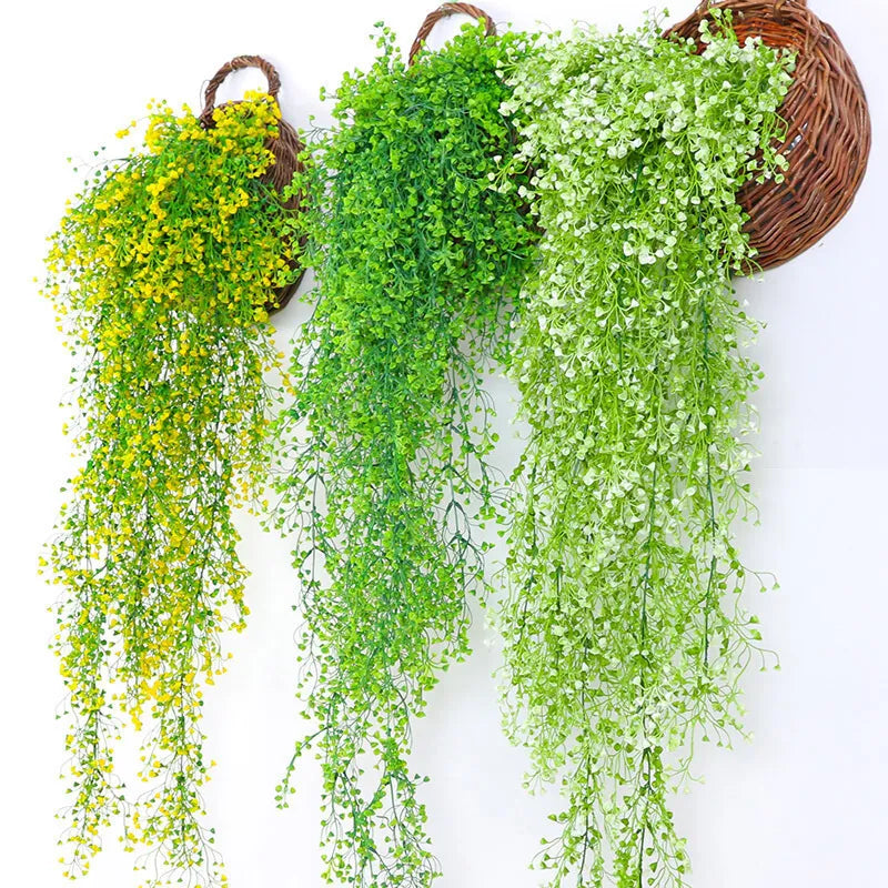 5-Fork Artificial Rattan Vine & Hanging Leaves