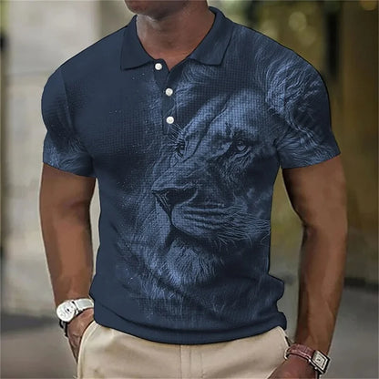Poloshirt mit 3D-Wolf- und Adler-Print für Herren