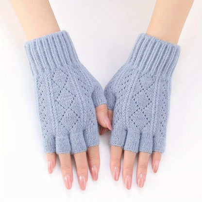 Gants d'hiver doux à demi-doigts en polaire de vison