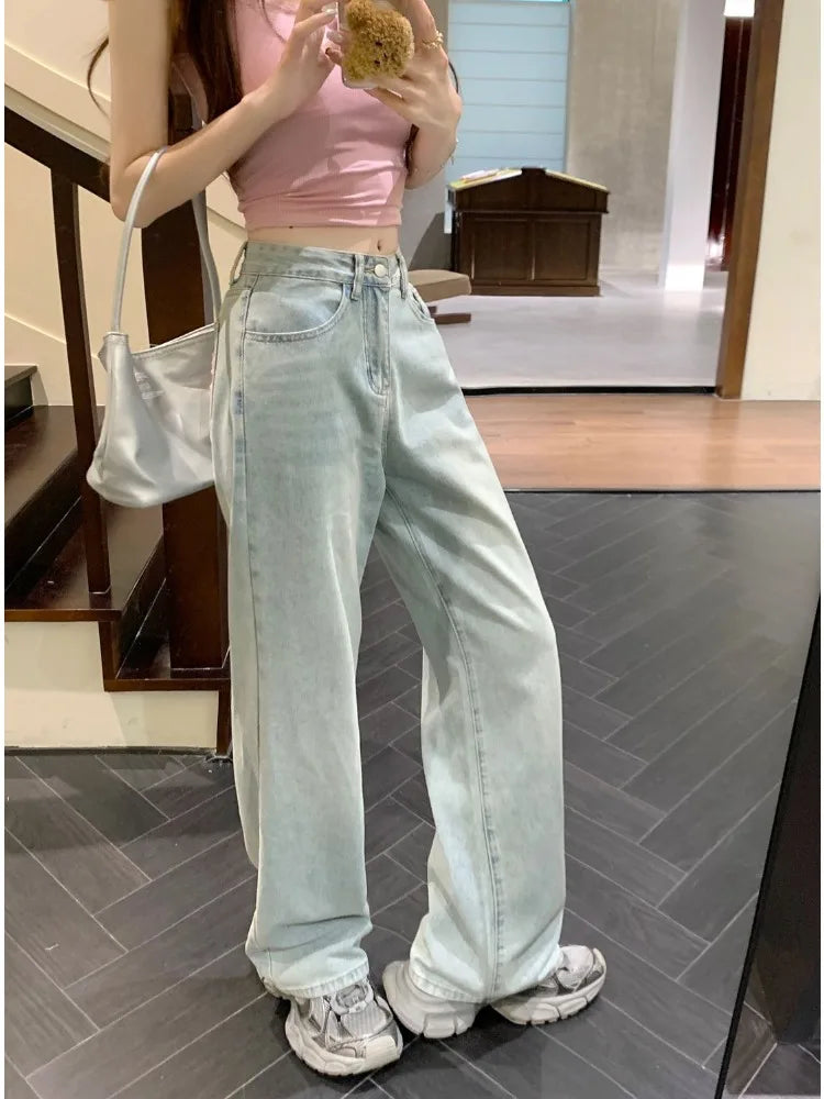 Sweet Blue High-Waist Bow Embroidery Jeans for Women