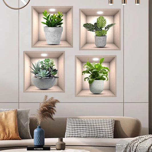 Potted Plant Illustration Decoration Sticker Wall Decals