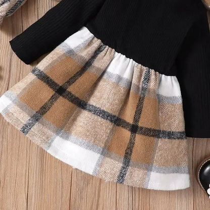 Baby Girl Plaid Long Sleeve Dress Set
