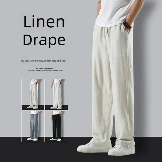 Breathable Slim-Fit Cotton Linen Men Pants
