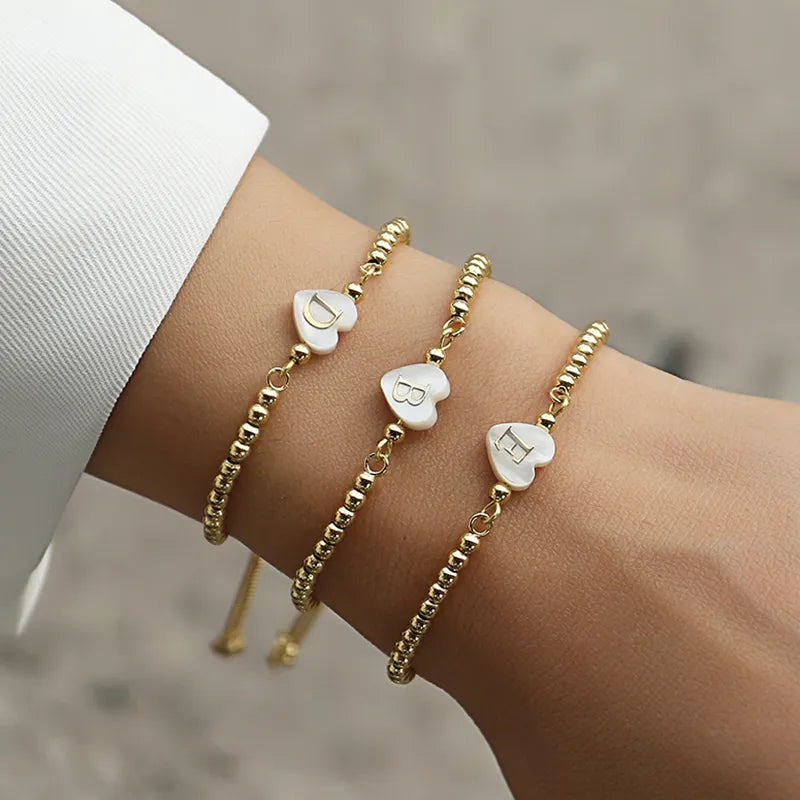 Bracelet à chaîne réglable Shell Initial pour femme