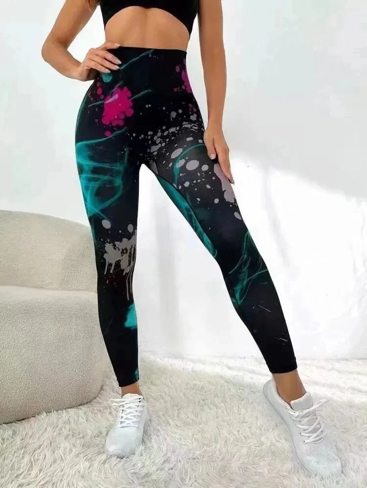 Leggings de sport fluorescents push-up pour femmes