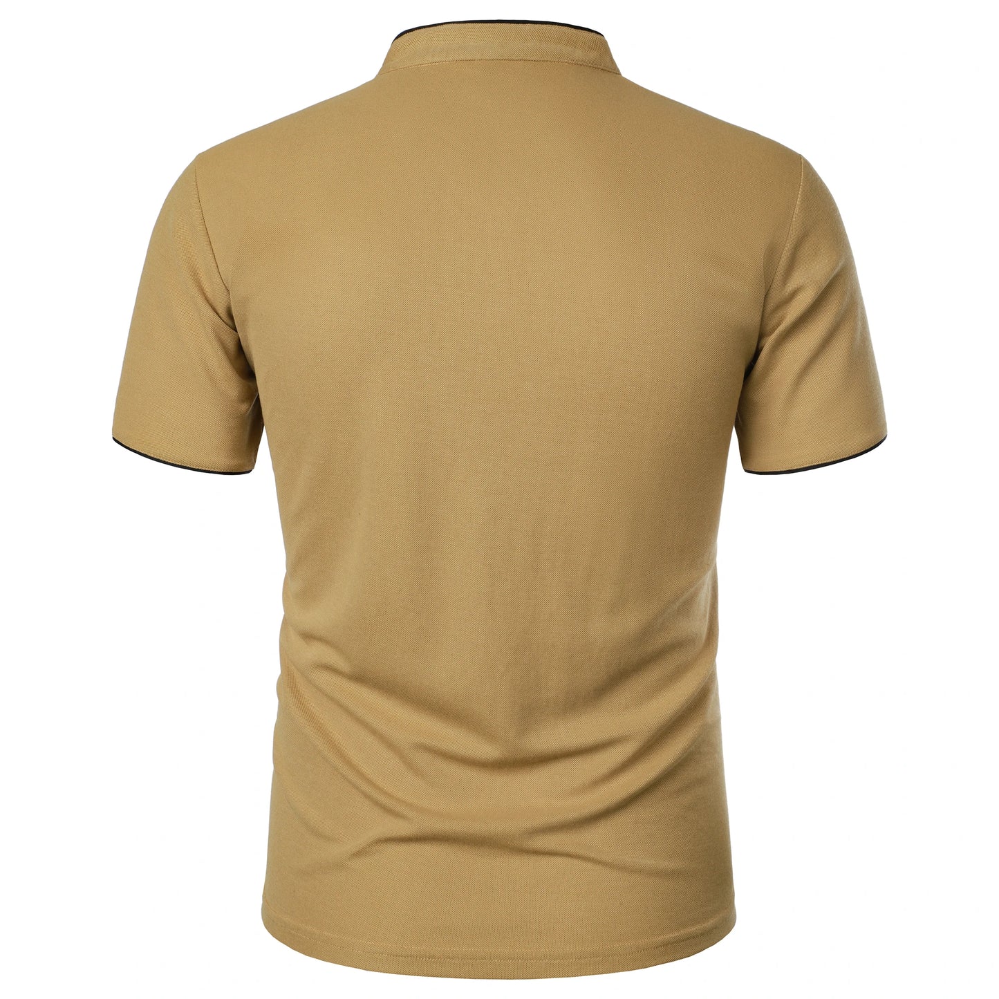 Men's solid color short-sleeved stand Neck T-shirt