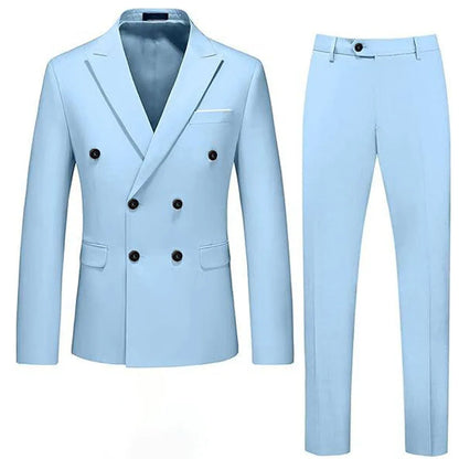 Sky Blue Double Breasted Suit for Men