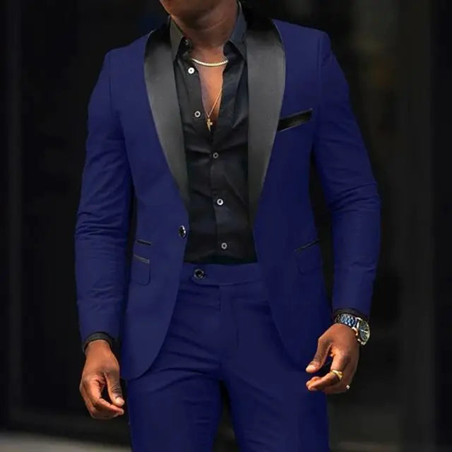 Men's Slim Fit 2 Piece Lapel Blazer Wedding Suits