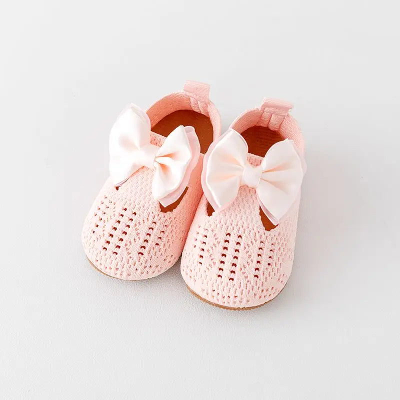 Chaussures bébé fille en tricot Fly avec nœud papillon