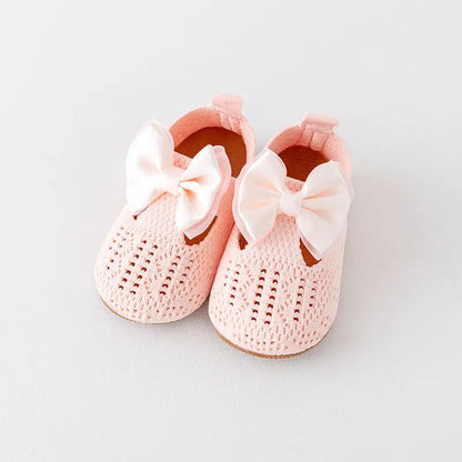 Chaussures bébé fille semelle haute qualité antidérapantes respirantes en coton doux avec nœud papillon