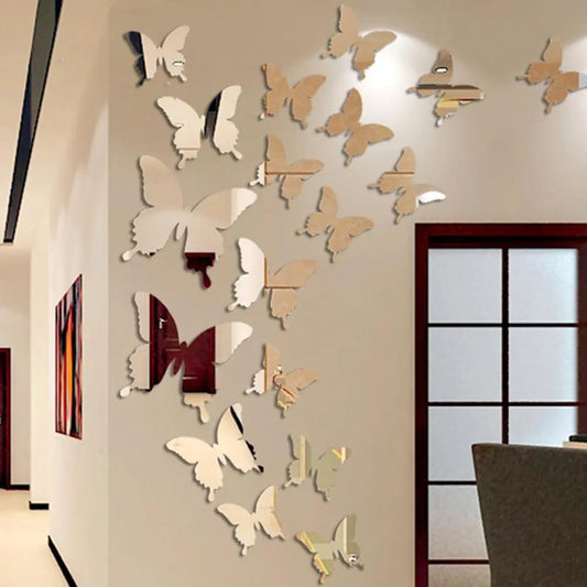 Removable 3D Butterfly Mirror Wall Stickers for Decoration