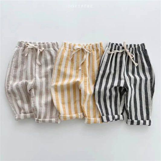 Vintage Stripe Linen Cotton Pants for Boys