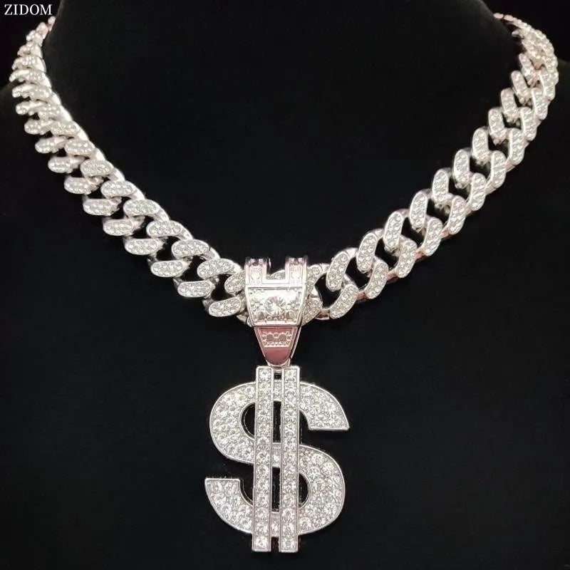 Collier pendentif dollar hip hop pour hommes