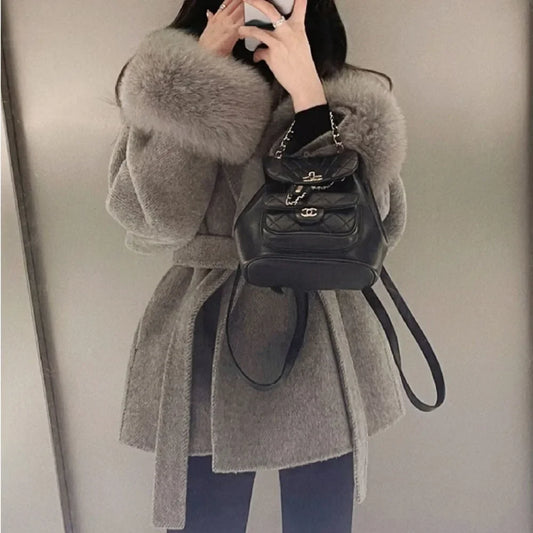 Luxury Double-Sided Wool Fur Coat