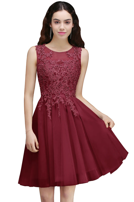 Silver Burgundy Tulle Evening Gown
